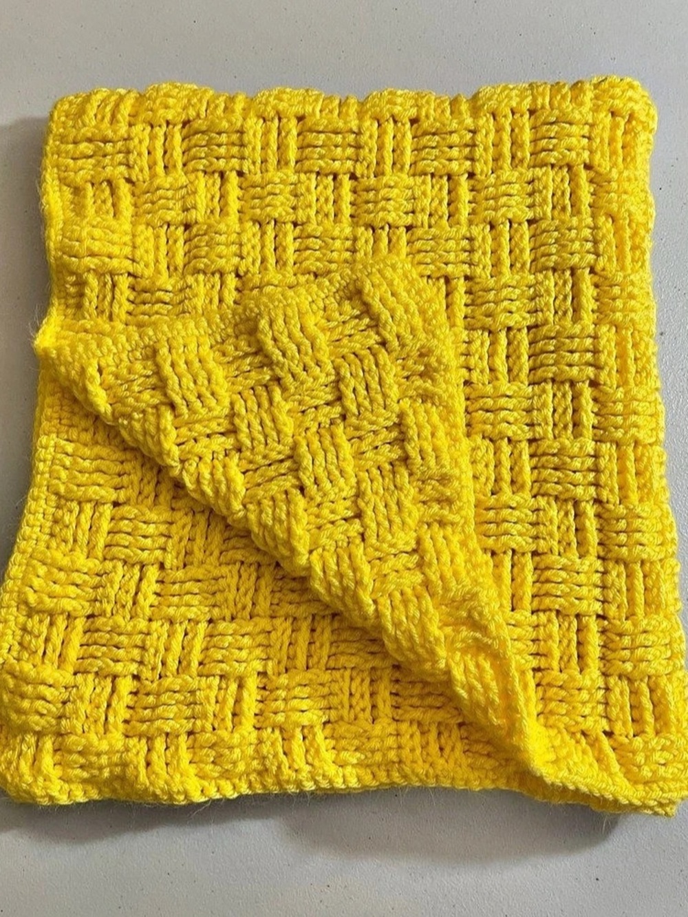 Handmade crochet throw blanket yellow 31x32inches